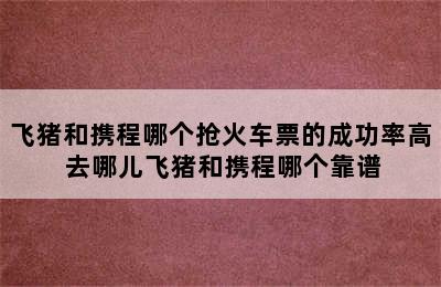 飞猪和携程哪个抢火车票的成功率高 去哪儿飞猪和携程哪个靠谱